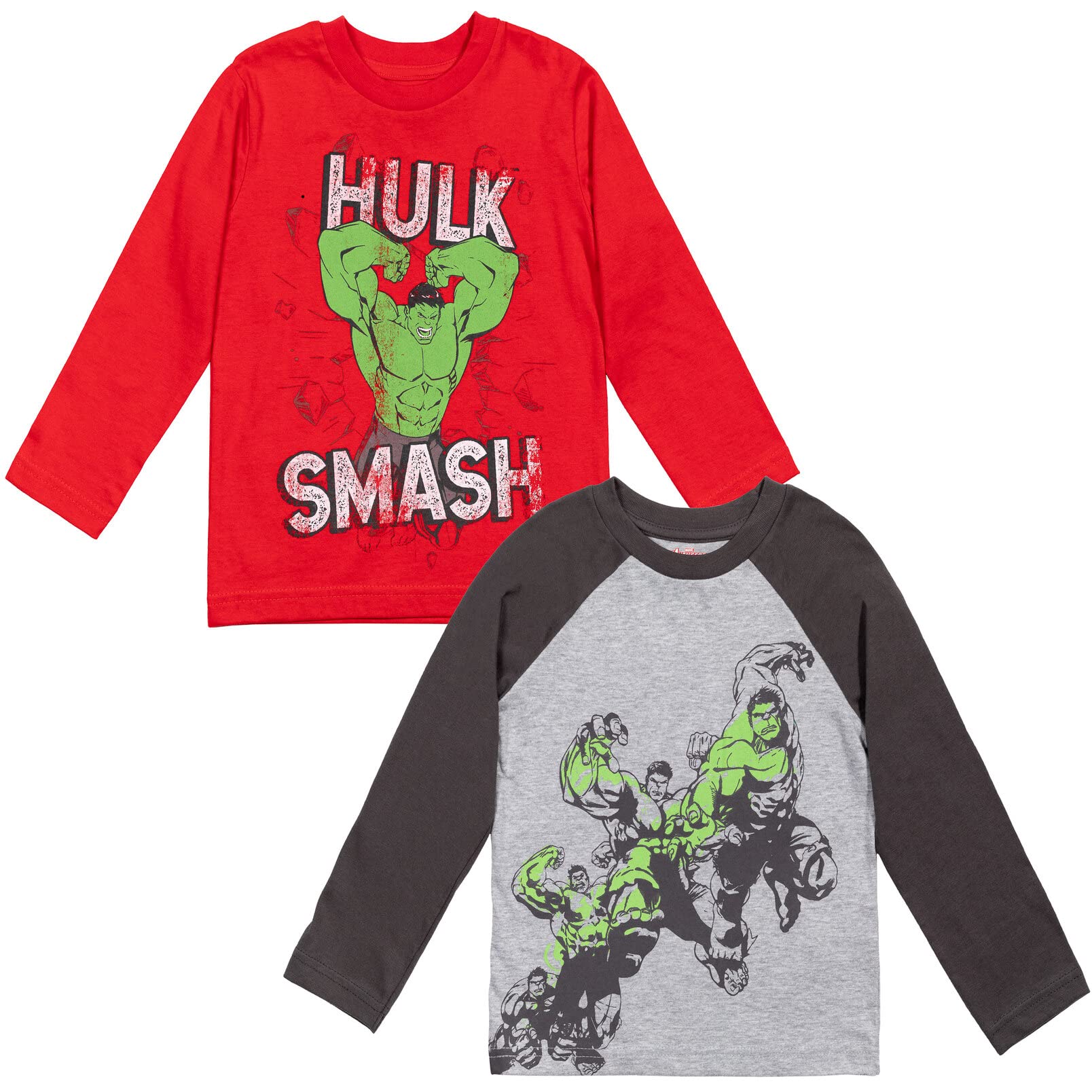 Marvel Avengers Spider-Man Iron Man Captain America Hulk Black Panther Miles 2 Pack Long Sleeve T-Shirts Toddler to Big Kid
